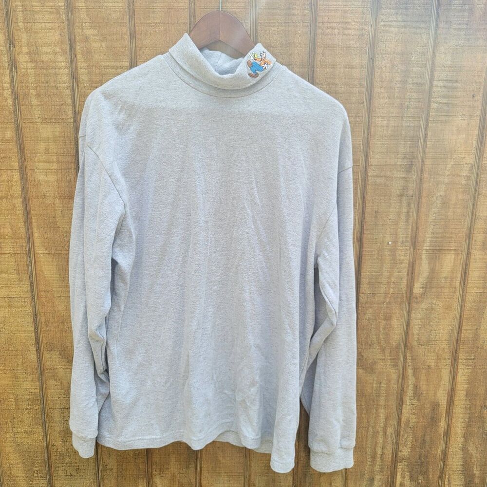 Disney Embroidered Goofy Turtle Neck Gray No Size Tag No Material Tag Womens